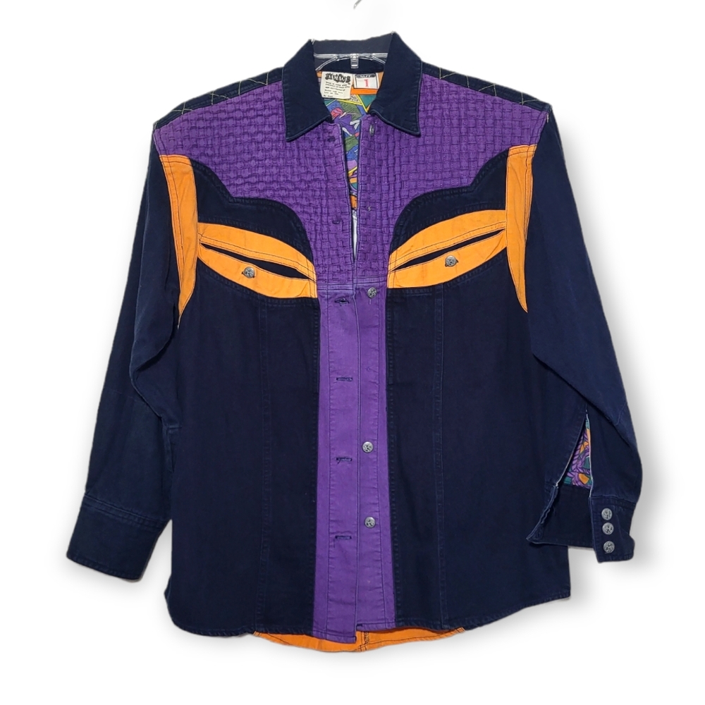 Major Damage Vintage 90s Patchwork Western Abstract Style Button-down